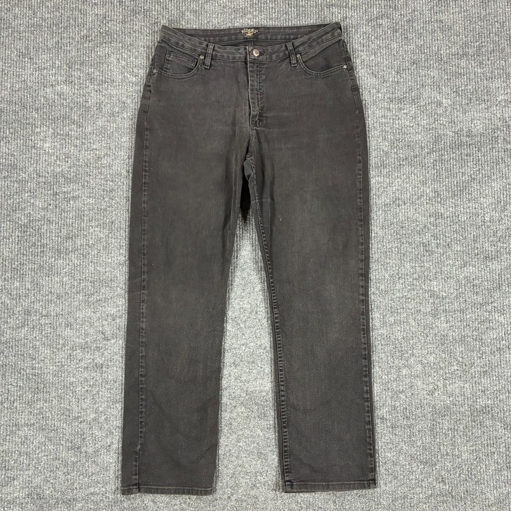 Riders by Lee Womens Straight Leg Jeans Size 16L Black Denim High Rise Casual